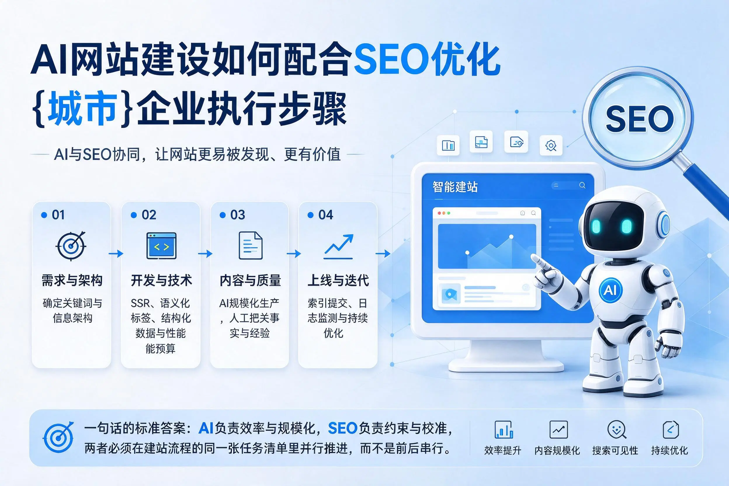 AI网站建设如何配合SEO优化，临高企业执行步骤