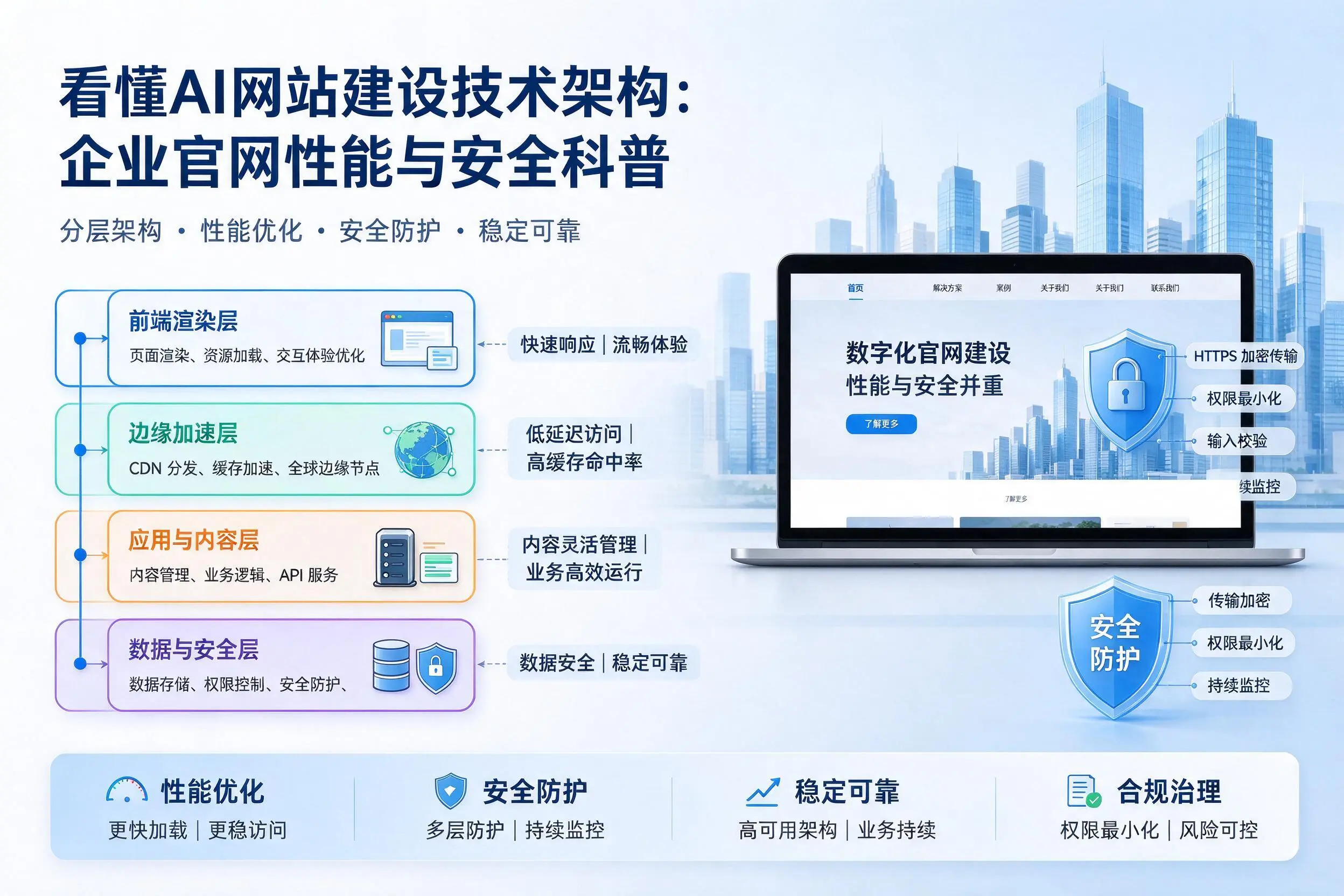 看懂AI网站建设技术架构:临高企业官网性能与安全科普