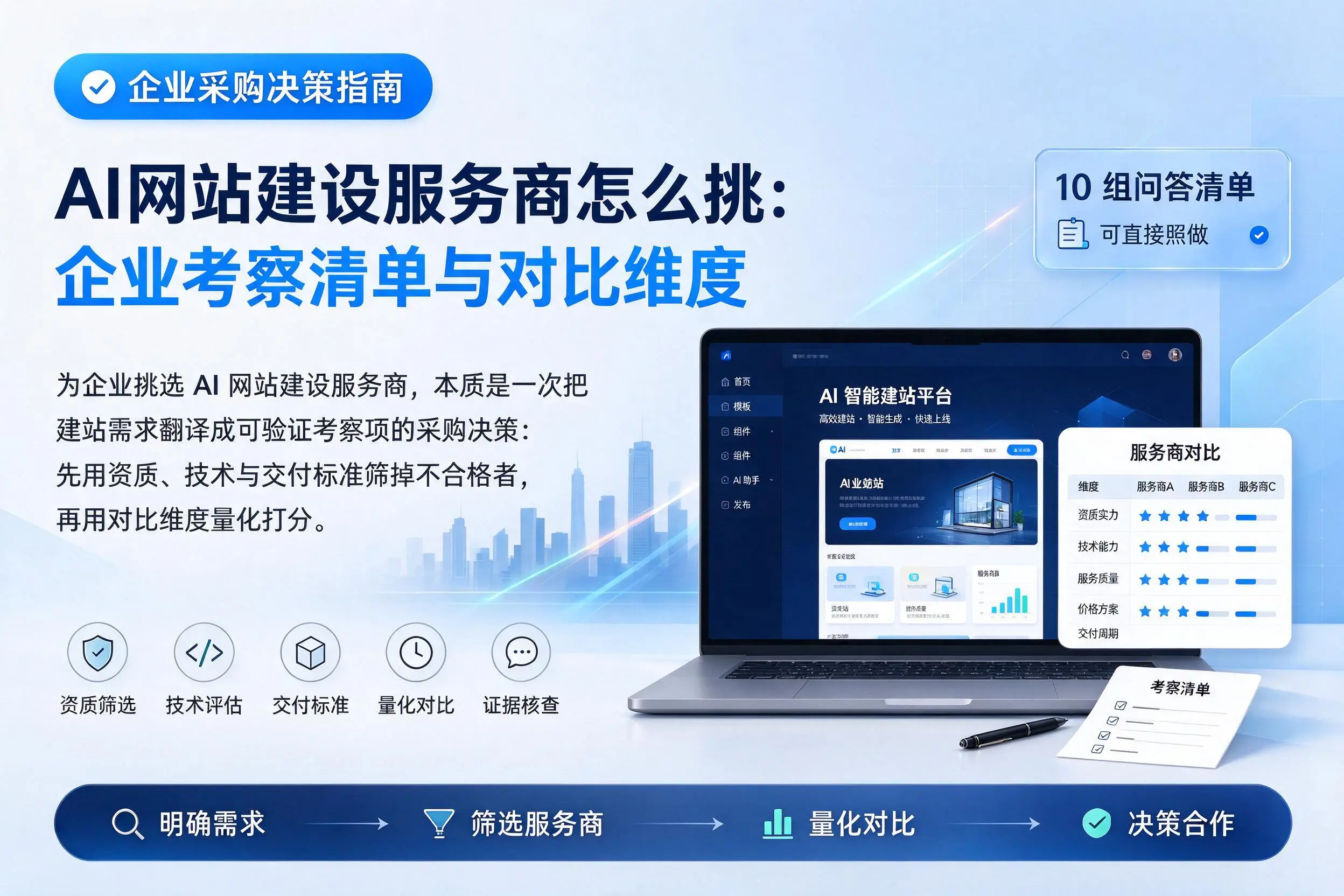 AI网站建设服务商怎么挑:临高企业考察清单与对比维度