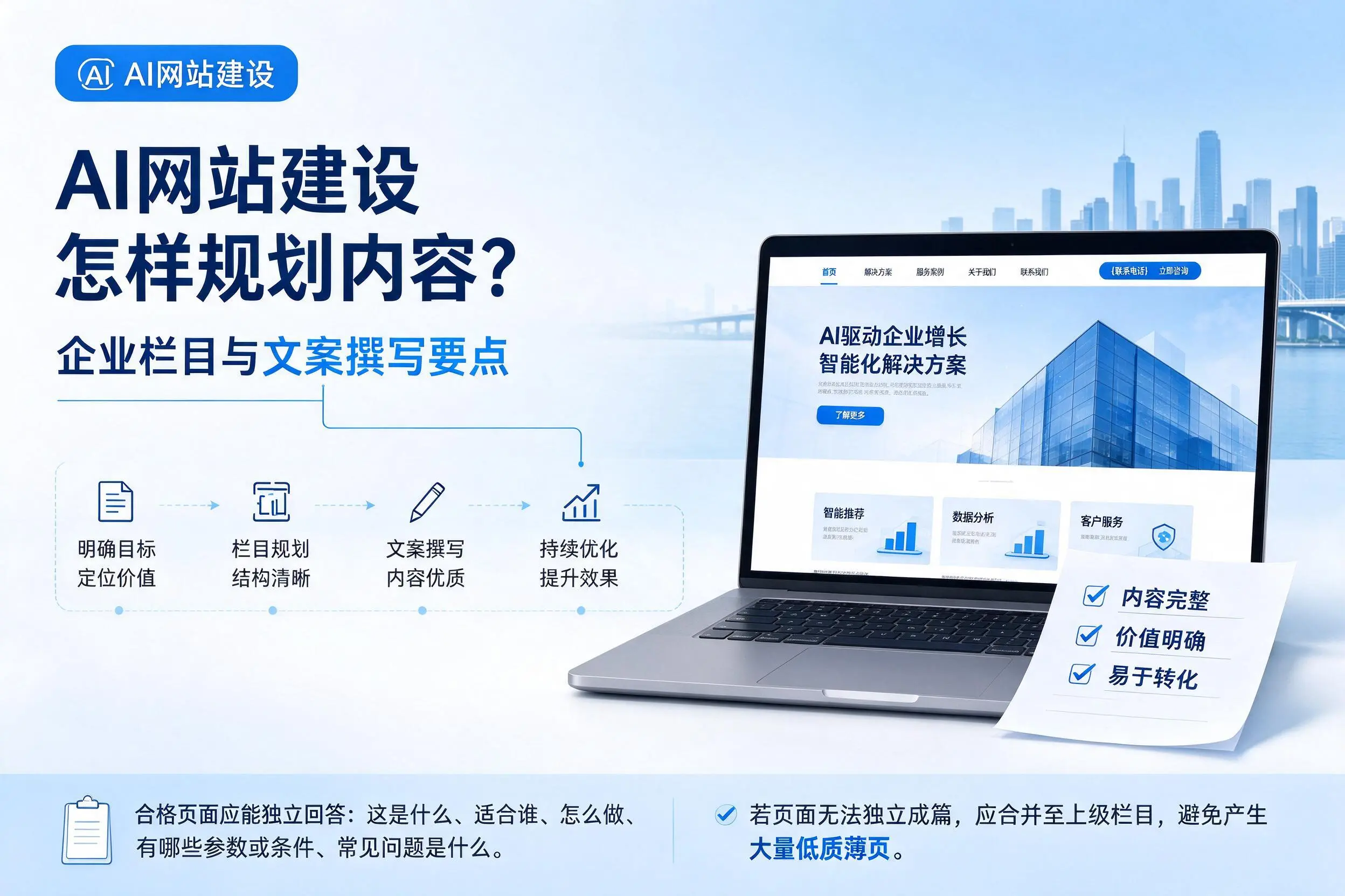 AI网站建设怎样规划内容?临高企业栏目与文案撰写要点