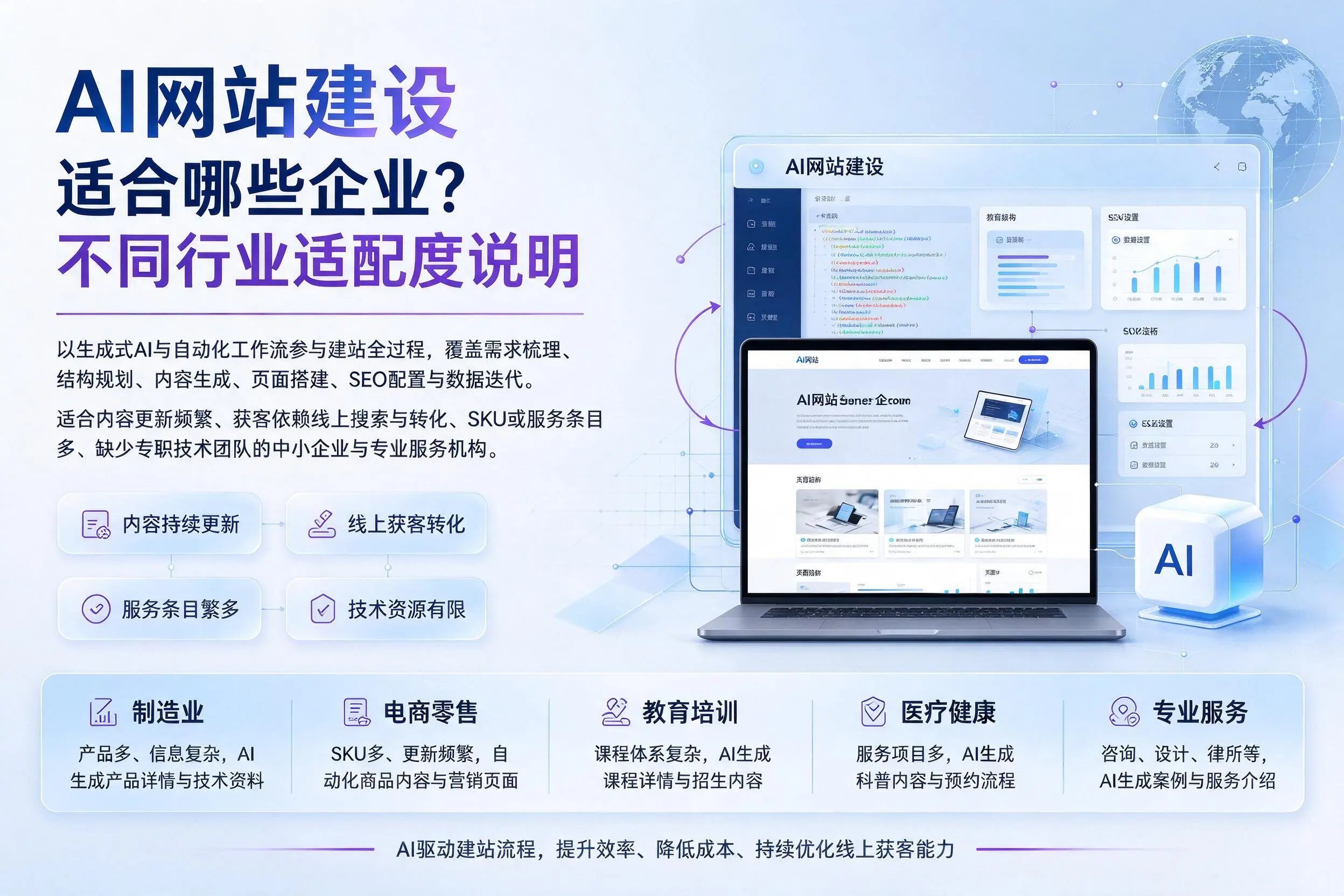 AI网站建设适合哪些企业?临高不同行业适配度说明